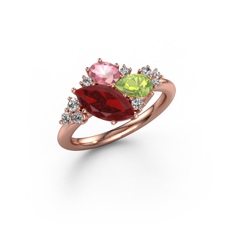 Image of Ring Amanda 585 rose gold Ruby 10x5 mm