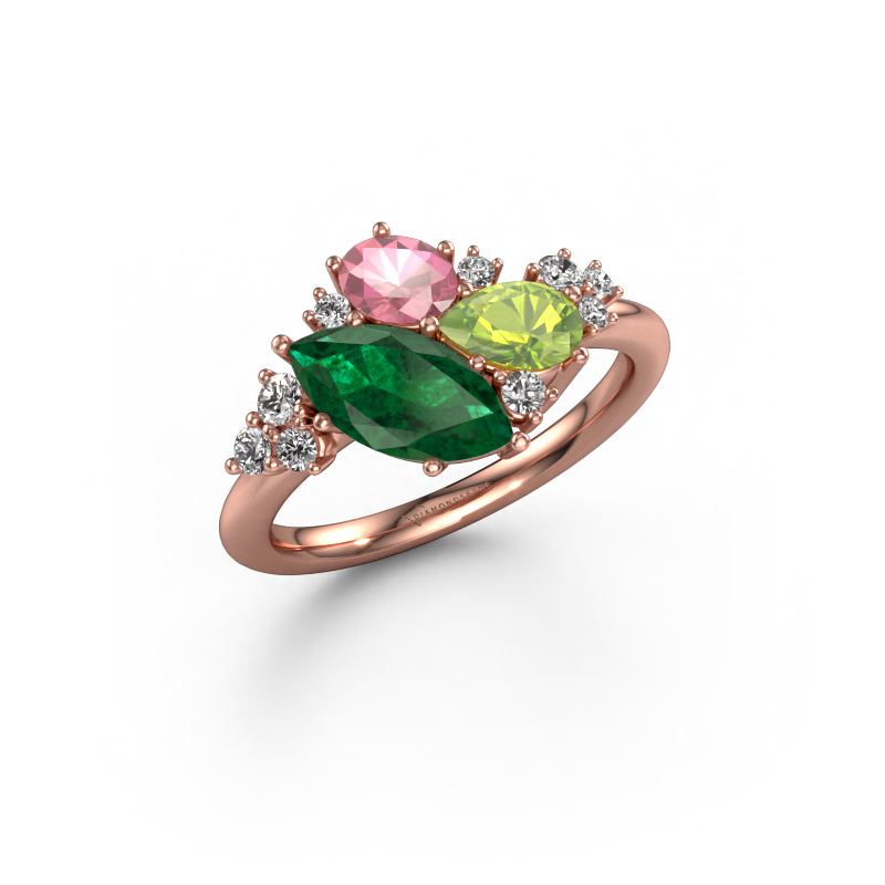 Image of Ring Amanda 585 rose gold Emerald 10x5 mm