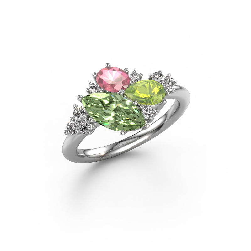 Image of Ring Amanda 585 white gold Green lab grown diamond 10x5 mm