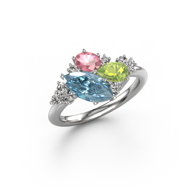 Image of Ring Amanda 585 white gold Blue lab grown diamond 10x5 mm