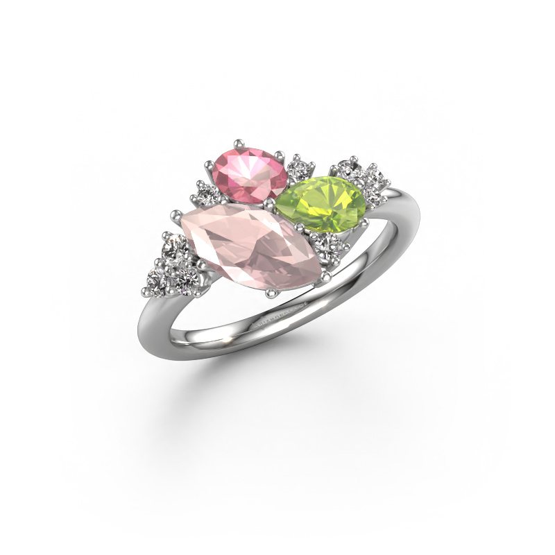 Image de Bague Amanda 585 or blanc Champagne morganite 10x5 mm