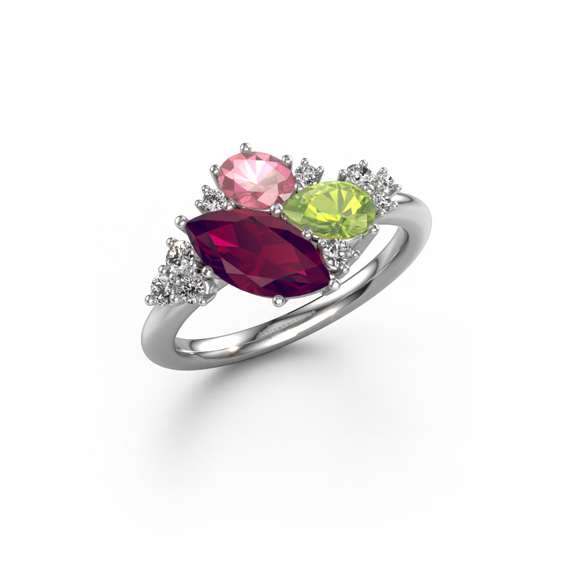 Image of Ring Amanda 585 white gold Rhodolite 10x5 mm