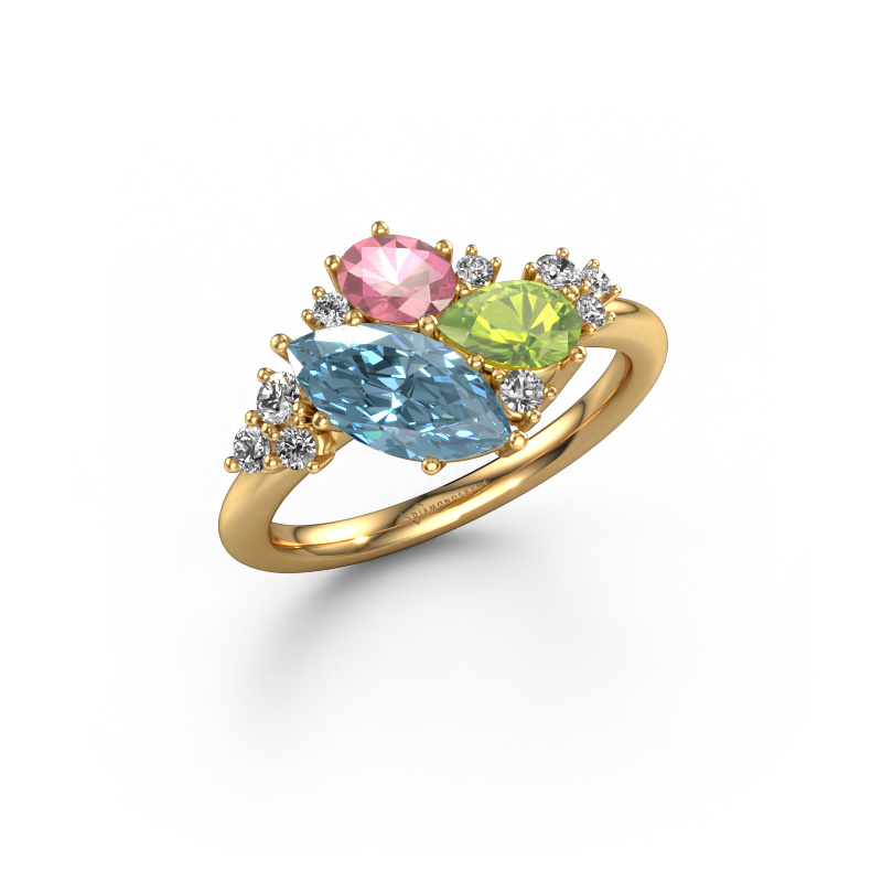 Bild von Ring Amanda 585 Gold Blauer Labordiamant 10x5 mm