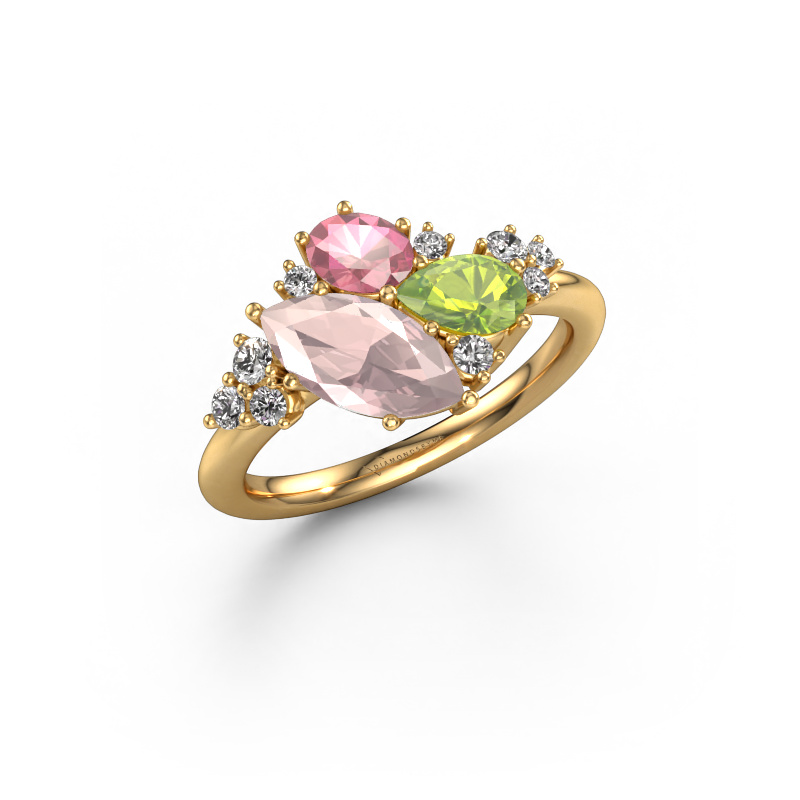 Image de Bague Amanda 585 or jaune Champagne morganite 10x5 mm