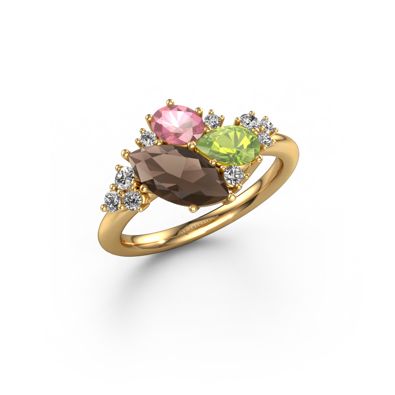 Image of Ring Amanda 585 gold Smokey quartz 10x5 mm