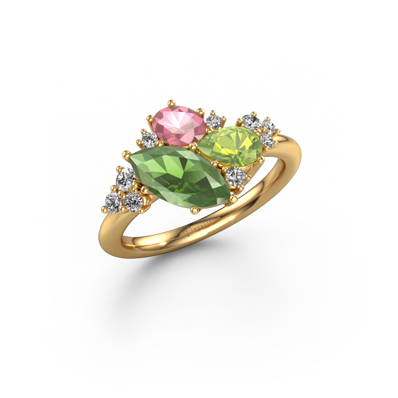 Image of Ring Amanda 585 gold Tourmaline green 10x5 mm