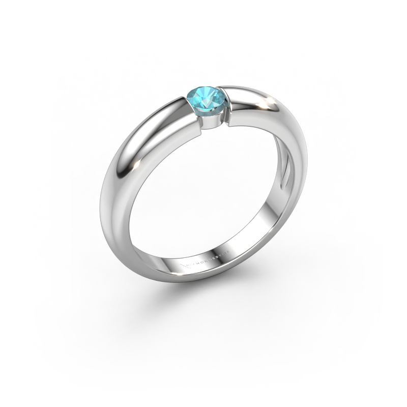 Bild von Verlobungsring Amelia 950 Platin Blau Topas 3.4 mm