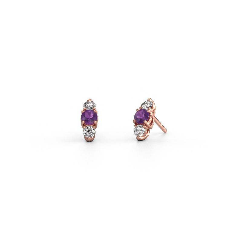 Image de Boucles d'oreilles Amie 585 or rose Améthyste 4 mm