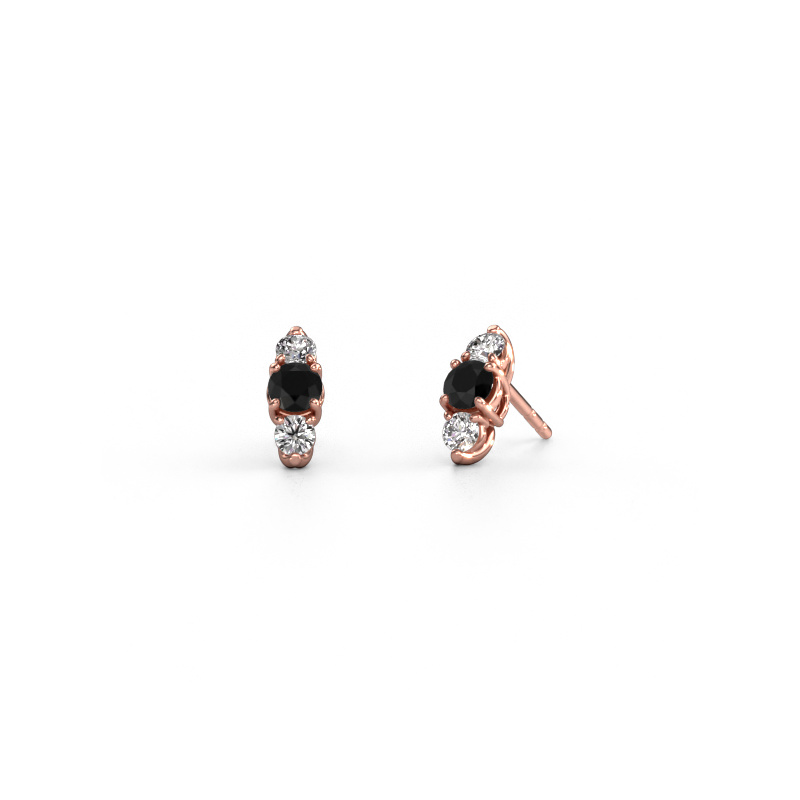 Image of Earrings Amie 585 rose gold Black diamond 1.00 crt