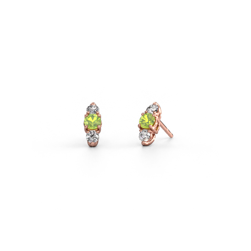 Image of Earrings Amie 585 rose gold Peridot 4 mm