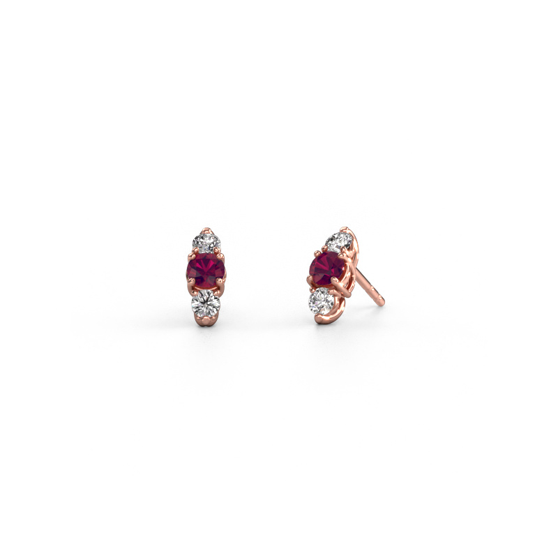 Image of Earrings Amie 585 rose gold Rhodolite 4 mm