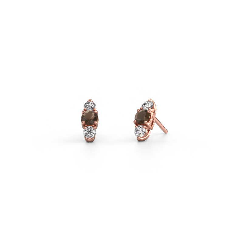 Image of Earrings Amie 585 rose gold Smokey quartz 4 mm