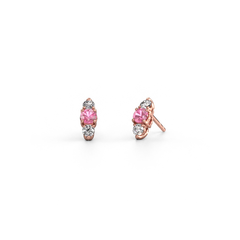 Image de Boucles d'oreilles Amie 585 or rose Saphir rose 4 mm