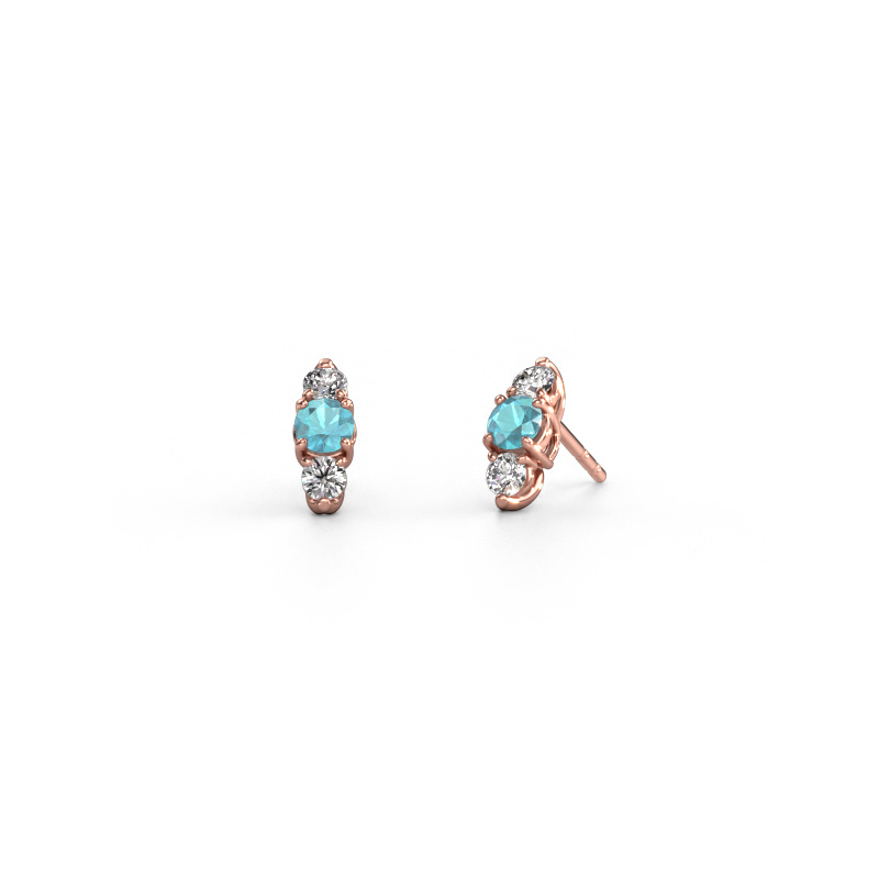 Image of Earrings Amie 585 rose gold Blue topaz 4 mm