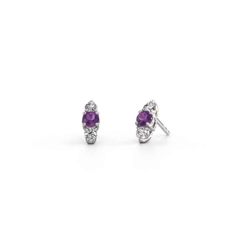 Image of Earrings Amie 585 white gold Amethyst 4 mm