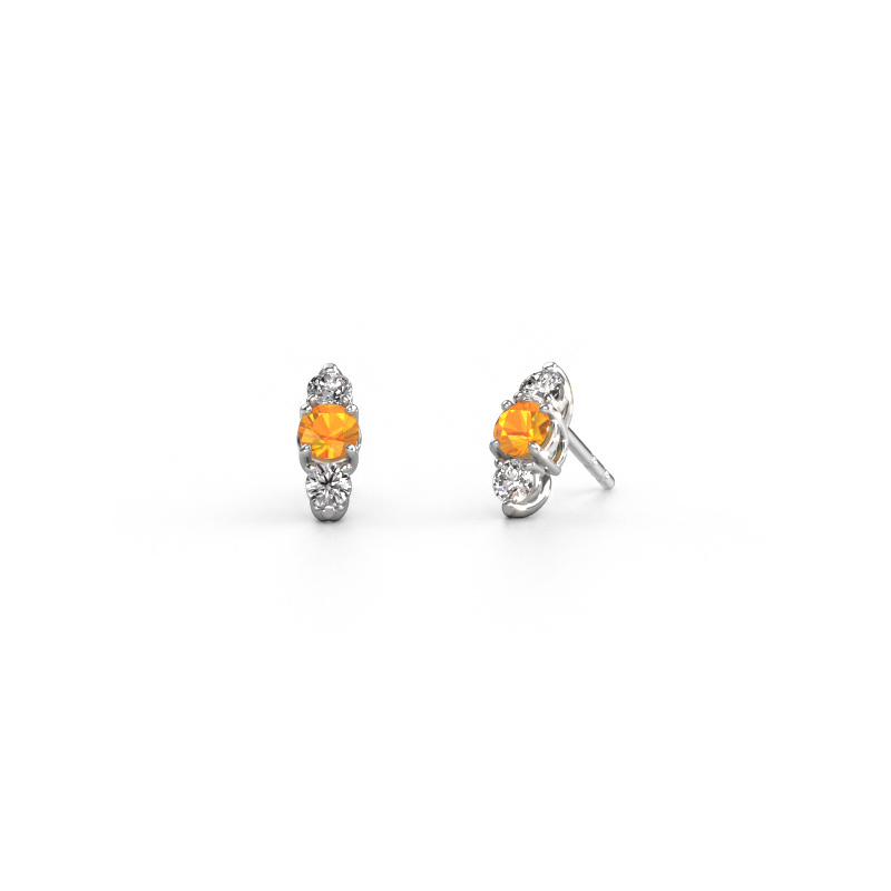 Image of Earrings Amie 585 white gold Citrin 4 mm
