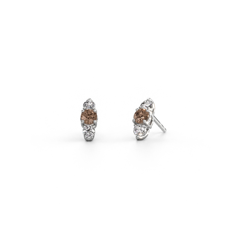 Image de Boucles d'oreilles Amie 585 or blanc Diamant brun 0.90 crt