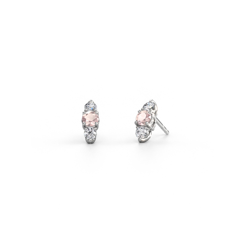 Image of Earrings Amie 585 white gold Morganite champagne 4 mm