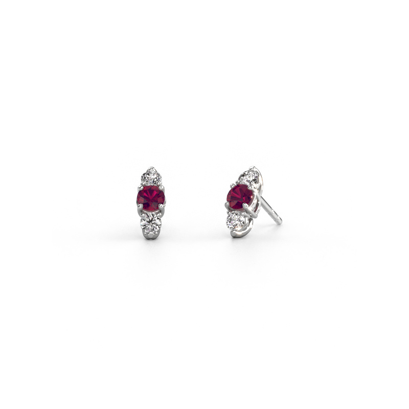 Image of Earrings Amie 950 platinum Rhodolite 4 mm