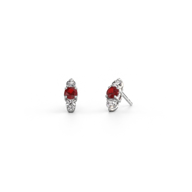 Image of Earrings Amie 585 white gold Ruby 4 mm