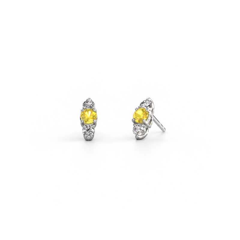 Image of Earrings Amie 585 white gold Yellow sapphire 4 mm