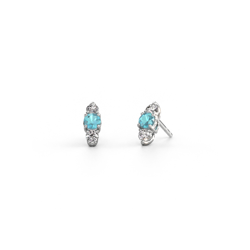 Image of Earrings Amie 925 silver Blue topaz 4 mm