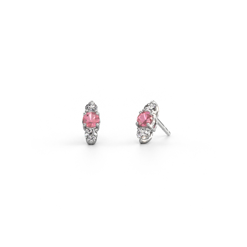 Image de Boucles d'oreilles Amie 950 platine Rose tourmaline 4 mm