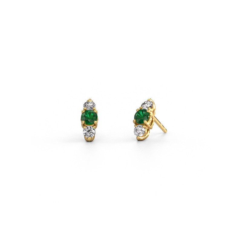 Image of Earrings Amie 585 gold Emerald 4 mm