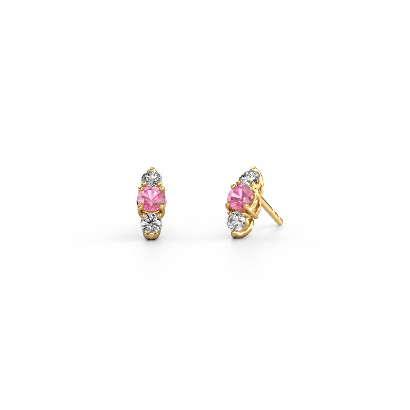 Image of Earrings Amie 585 gold Pink sapphire 4 mm