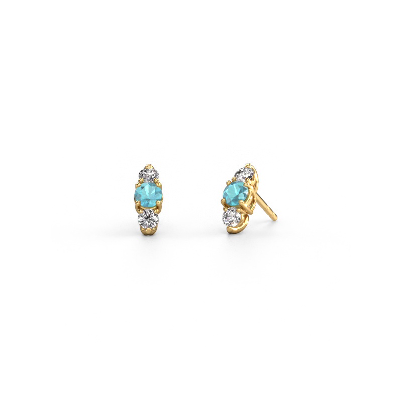 Image de Boucles d'oreilles Amie 585 or jaune Topaze bleue 4 mm