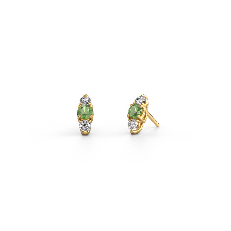 Image of Earrings Amie 585 gold Tourmaline green 4 mm