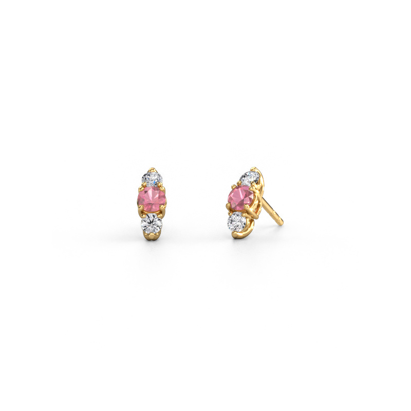 Image of Earrings Amie 585 gold Tourmaline pink 4 mm