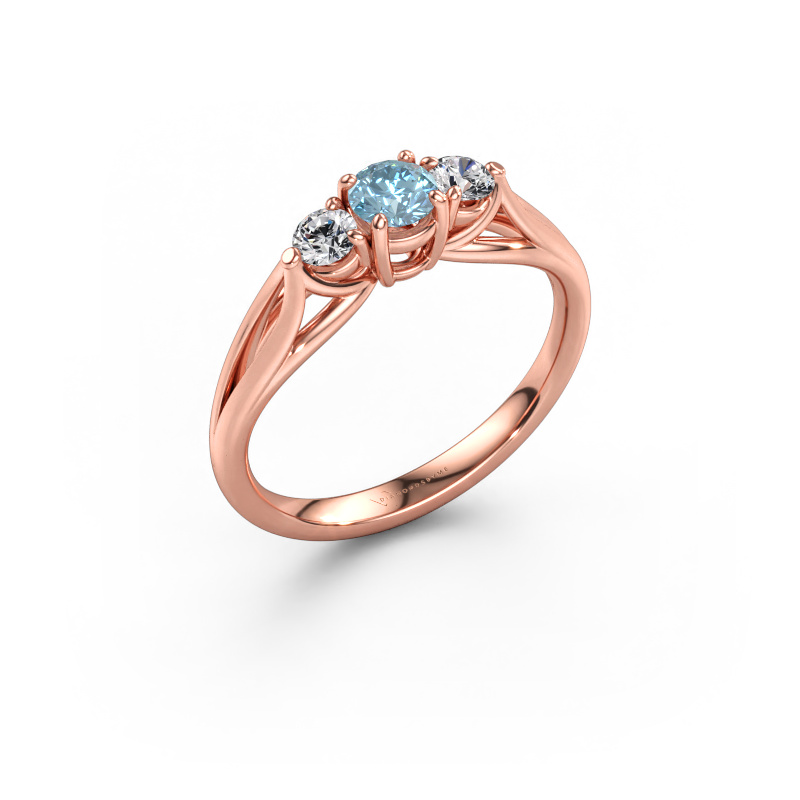 Bild av Förlovningsring Amie RND 585 roséguld Blå labbodlad diamant 4.2 mm