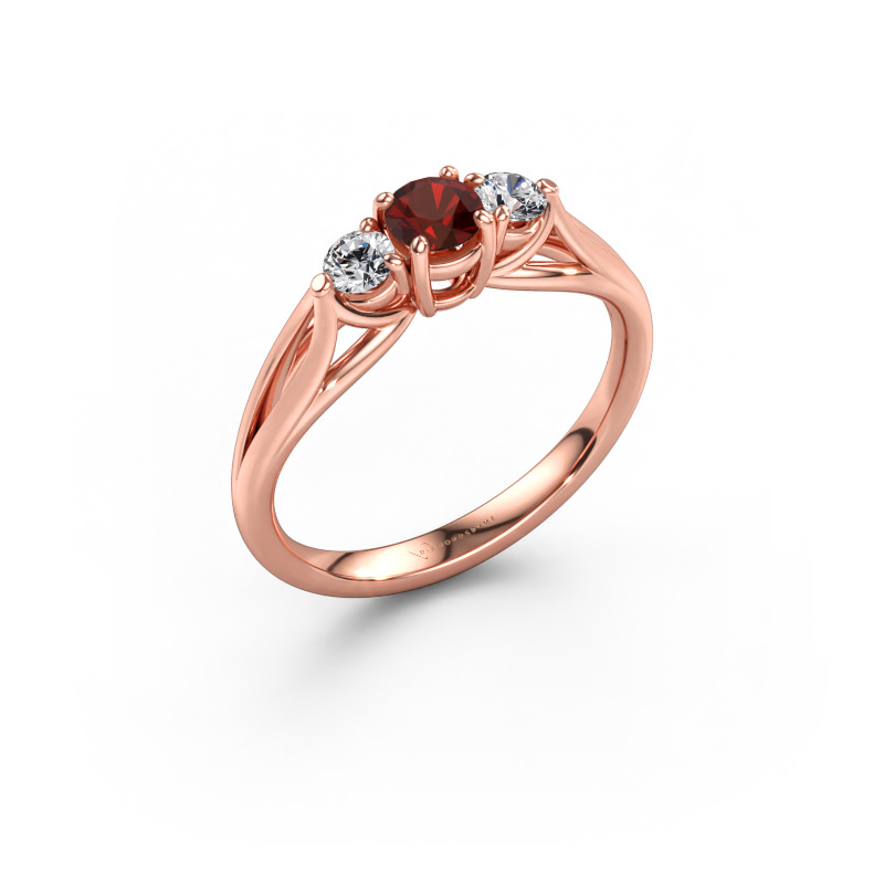 Bild av Förlovningsring Amie RND 585 roséguld Granat 4.2 mm