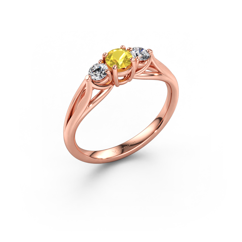 Bild av Förlovningsring Amie RND 585 roséguld Gul safir 4.2 mm