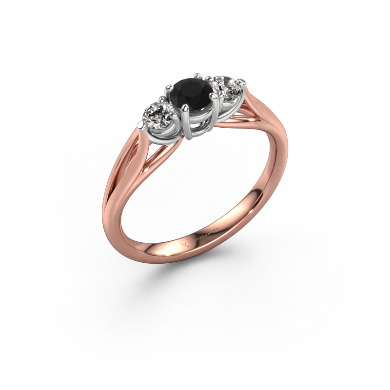 Image of Engagement ring Amie RND 585 rose gold Black diamond 0.56 crt