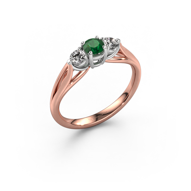 Image of Engagement ring Amie RND 585 rose gold Emerald 4.2 mm