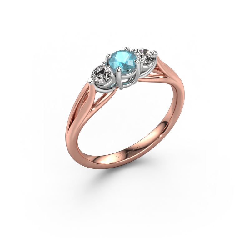Image de Bague de fiançailles Amie RND 585 or rose Topaze bleue 4.2 mm