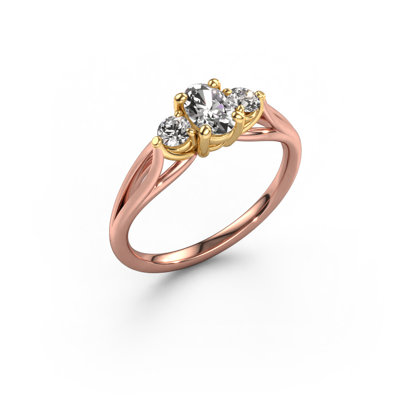Image de Bague de fiançailles Amie OVL 585 or rose Diamant 0.60 crt