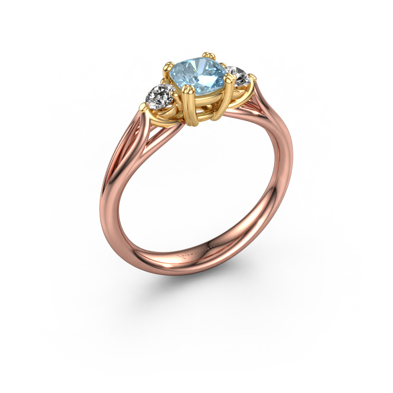 Image of Engagement ring Amie cus 585 rose gold Blue lab grown diamond 5 mm