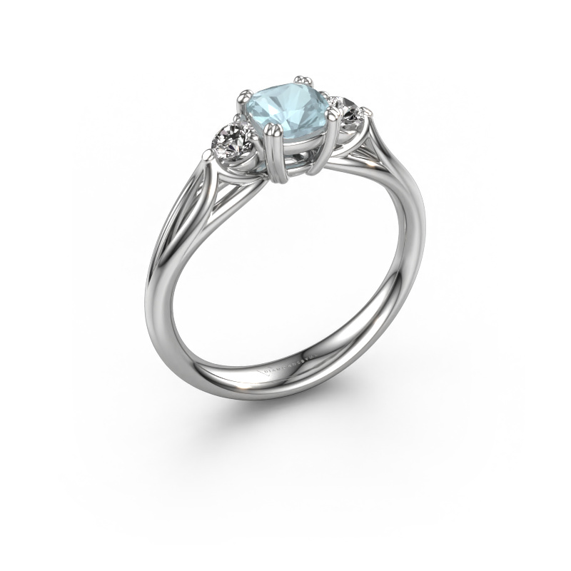 Image of Engagement ring Amie cus 950 platinum Aquamarine 5 mm