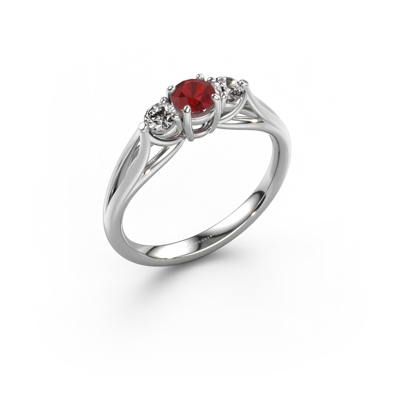 Image of Engagement ring Amie RND 585 white gold Ruby 4.2 mm