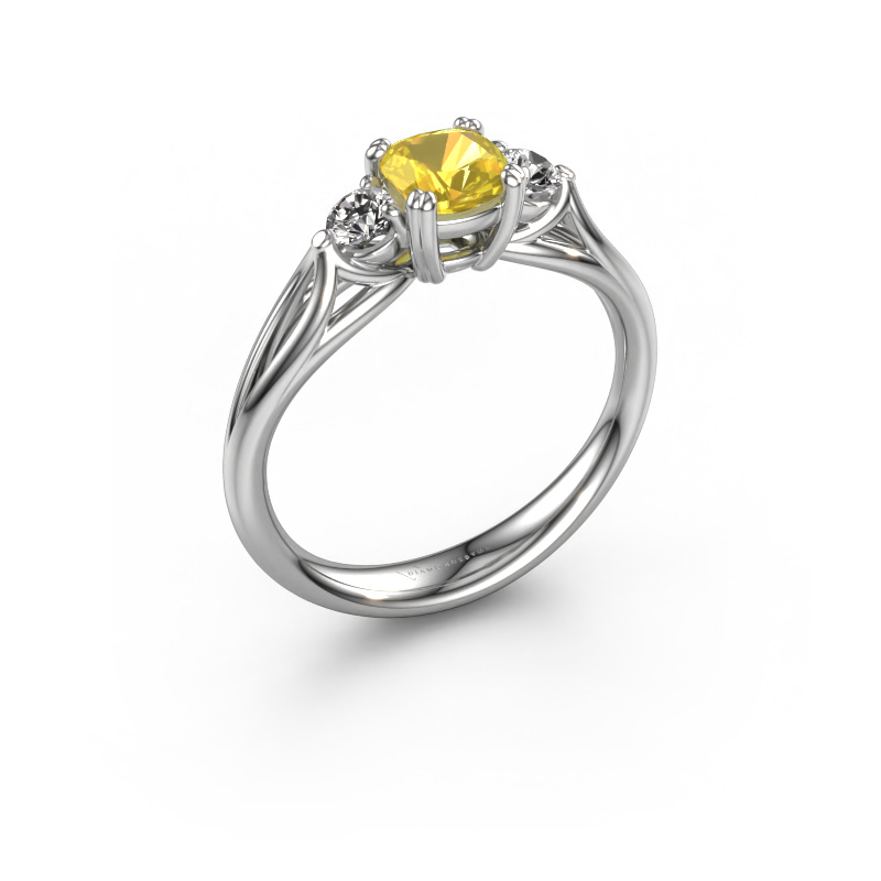 Image of Engagement ring Amie cus 950 platinum Yellow sapphire 5 mm