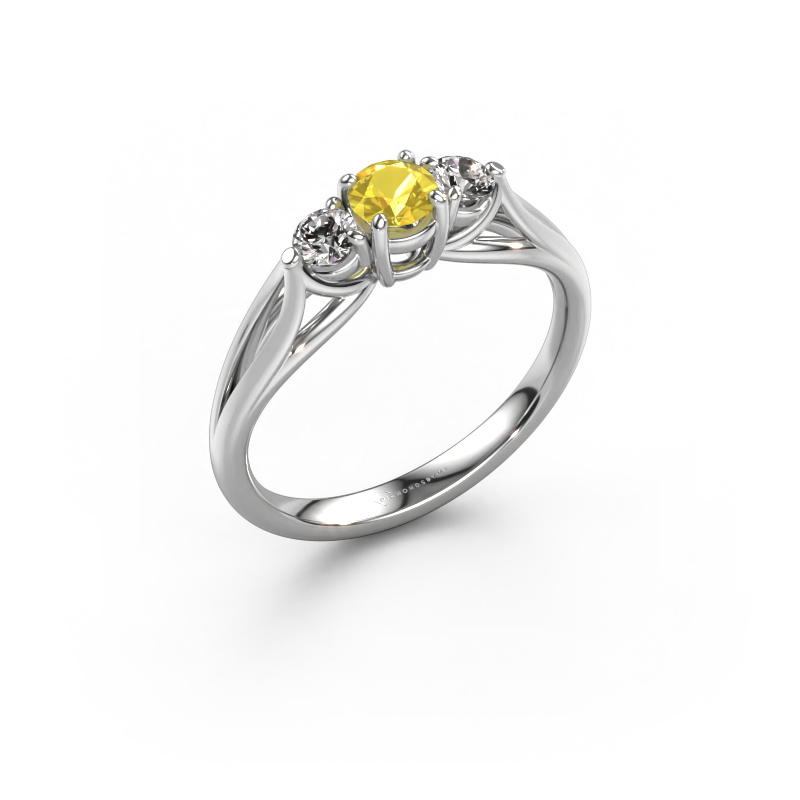 Image of Engagement ring Amie RND 950 platinum Yellow sapphire 4.2 mm
