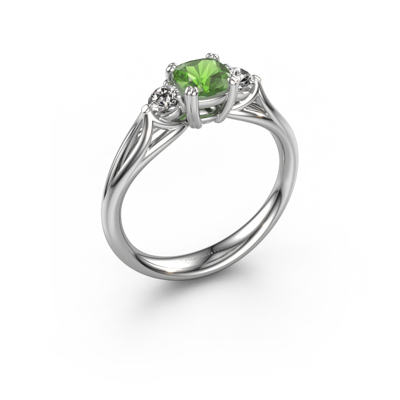 Image of Engagement ring Amie cus 950 platinum Tourmaline green 5 mm