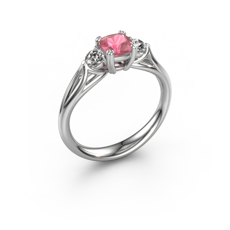 Image of Engagement ring Amie cus 950 platinum Tourmaline pink 5 mm