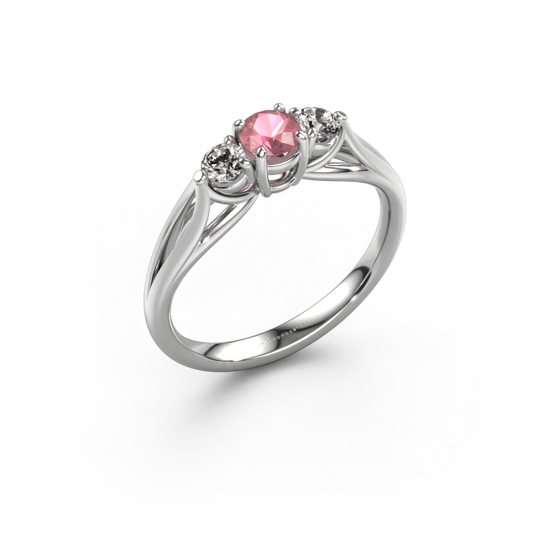 Image de Bague de fiançailles Amie RND 585 or blanc Rose tourmaline 4.2 mm