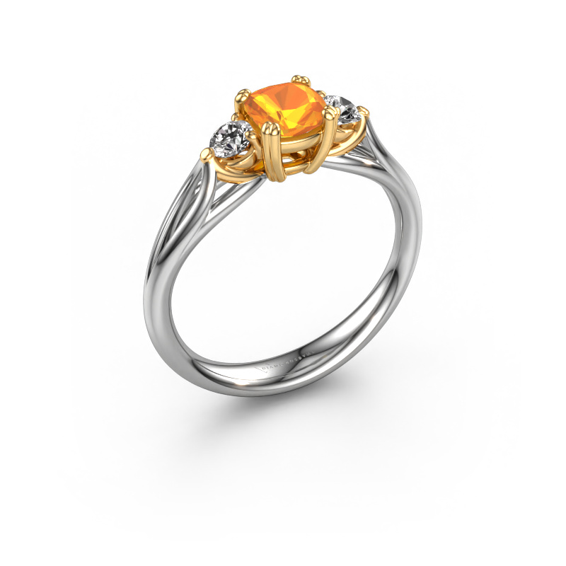 Image de Bague de fiançailles Amie cus 585 or blanc Citrine 5 mm