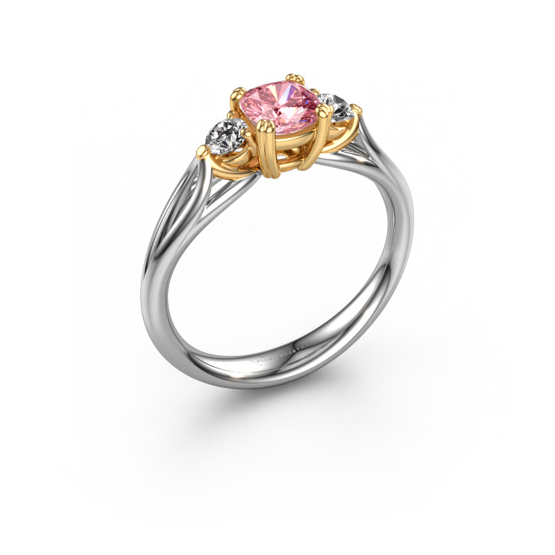 Image of Engagement ring Amie cus 585 white gold Pink lab grown diamond 5 mm