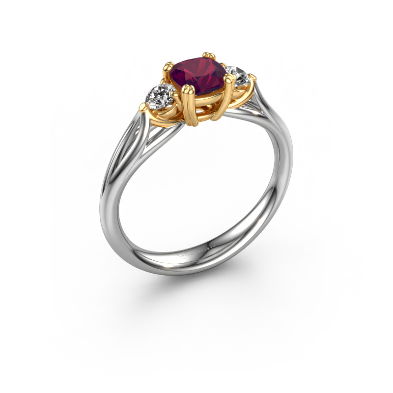 Image of Engagement ring Amie cus 585 white gold Rhodolite 5 mm